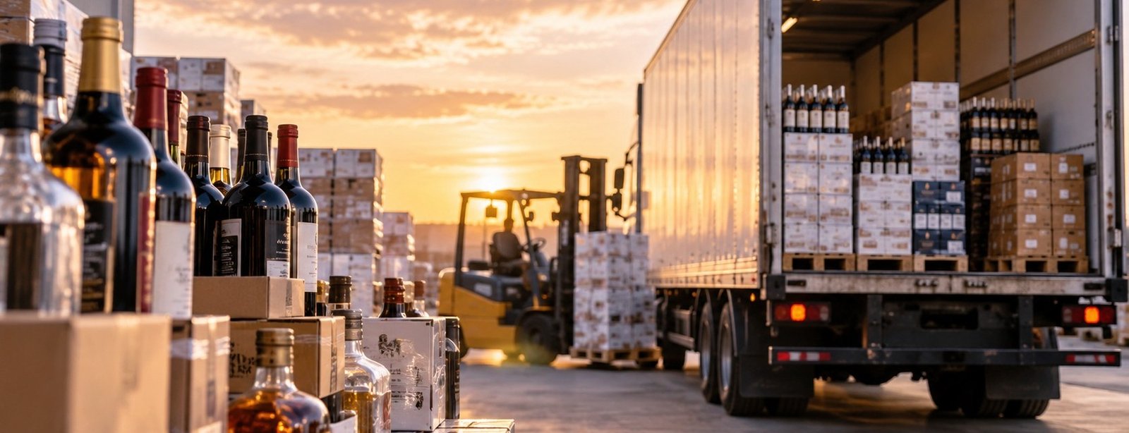 Warehouse and beverage distribution facility imagery from the offering flyer